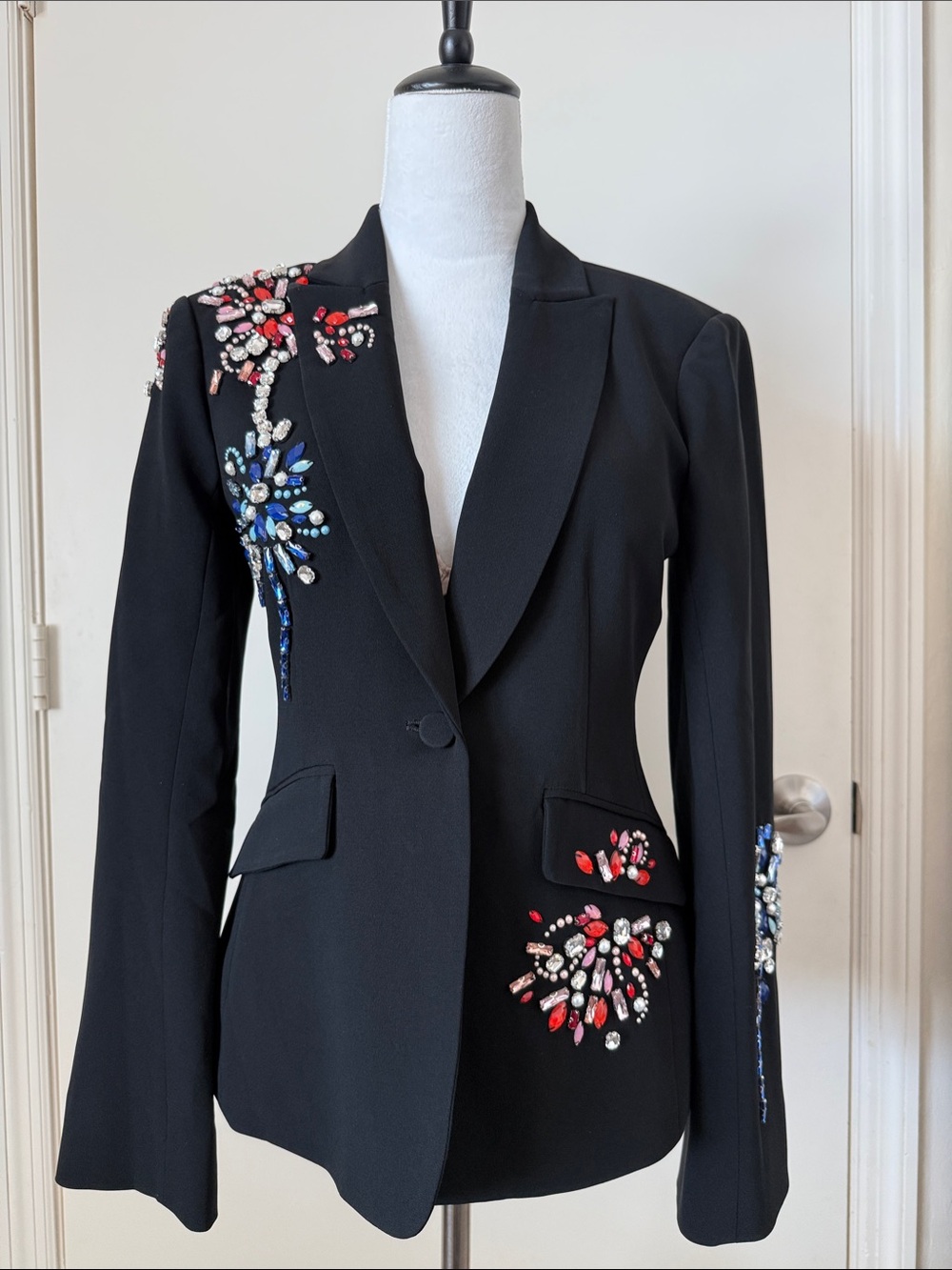 CINQ A SEPT Black Embellished Blazer with Multicolor Jewels Size 4 ✨NWT